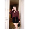 Áo sơmi nữ dài tay tơ kim tuyến họa tiết hoa đen nền đô mận - NQT boutique công sở trẻ trung, giảm giá 171.750 4