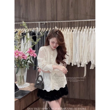 Áo sơmi thêu hoa dài tay nữ, chất liệu mềm mại, giảm giá 20% chỉ 400.000 VND 4