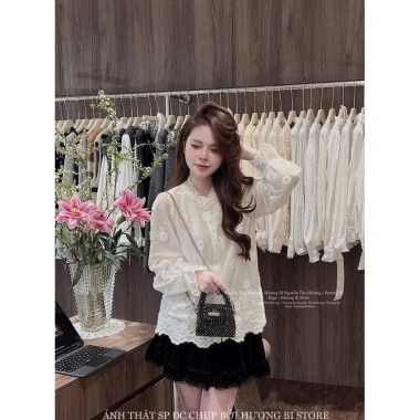 Áo sơmi thêu hoa dài tay nữ, chất liệu mềm mại, giảm giá 20% chỉ 400.000 VND 6