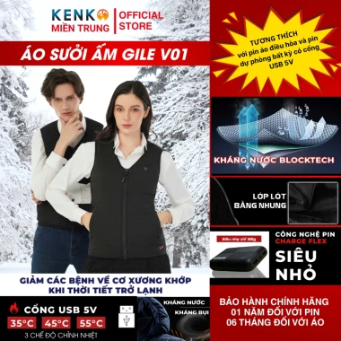 Áo sưởi ấm gile KENKO V01 Nhật Bản 9 vùng nhiệt, pin siêu nhẹ, làm ấm nhanh, chống rét, du lịch xứ tuyết - 670k 2