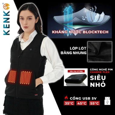 Áo sưởi điện KENKO gile cổ tim nhẹ, lót nhung êm ái, 9 vùng nhiệt - 699.000₫ 3 Áo sưởi điện KENKO gile cổ tim nhẹ, lót nhung êm ái, 9 vùng nhiệt - 699.000₫ 3