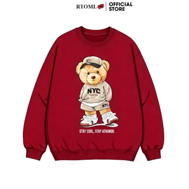 Áo Sweater 2.025 Dáng Rộng Nỉ Bông Unisex Xám Tiêu Mẫu Gấu Cool - RTOML Giá 69.000 VND