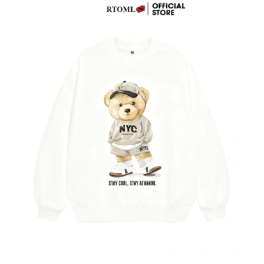 Áo Sweater 2.025 Dáng Rộng Nỉ Bông Unisex Xám Tiêu Mẫu Gấu Cool - RTOML Giá 69.000 VND