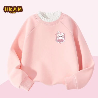 Áo Sweater bé gái bông tai lông cừu, giữ ấm thoải mái, thời trang thu đông 250.000₫