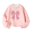 Áo Sweater bé gái bông tai lông cừu giữ ấm thời trang thu đông, in nơ - Giá 250k 7
