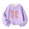Áo Sweater bé gái bông tai lông cừu giữ ấm thời trang thu đông, in nơ - Giá 250k 8