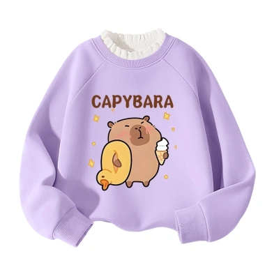 Áo Sweater Bé Gái HKAM Lông Cừu Fleece In Capybara Ấm Áp Thời Trang Thu Đông – Giá 250k