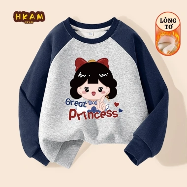 Áo Sweater Bé Gái HKAM Nỉ Lông Cừu Ấm Áp, Thoải Mái, In Hình Giá 270k
