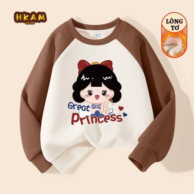 Áo Sweater Bé Gái HKAM Nỉ Lông Cừu Ấm Áp, Thoải Mái, In Hình Giá 270k