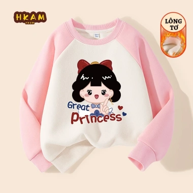 Áo Sweater Bé Gái HKAM Nỉ Lông Cừu Ấm Áp, Thoải Mái, In Hình Giá 270k