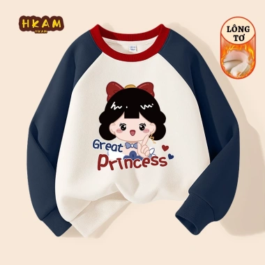 Áo Sweater Bé Gái HKAM Nỉ Lông Cừu Ấm Áp, Thoải Mái, In Hình Giá 270k