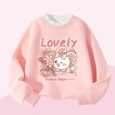 Áo Sweater Bé Gái HKAM Nỉ Viền Nấm Thu Đông In Hình Thỏ Giá 250.000
