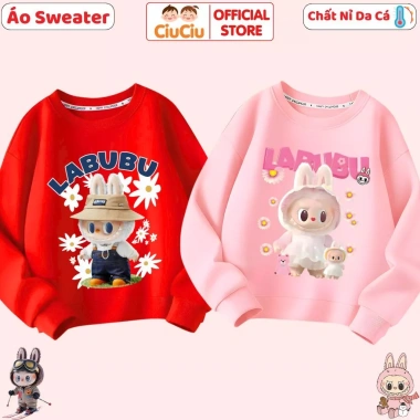 Áo Sweater Bé Gái Labubu CIUCIU KID Vải Nỉ Da Cá Co Dãn Mềm Mại Ấm Áp 9-35kg 2