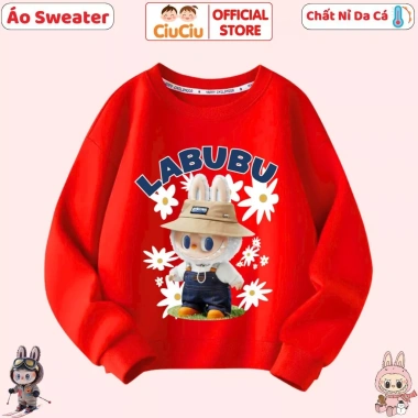 Áo Sweater Bé Gái Labubu CIUCIU KID Vải Nỉ Da Cá Co Dãn Mềm Mại Ấm Áp 9-35kg 4