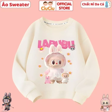 Áo Sweater Bé Gái Labubu CIUCIU KID Vải Nỉ Da Cá Co Dãn Mềm Mại Ấm Áp 9-35kg 8