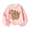 Áo Sweater Bé Gái Lông Cừu Fleece In Capybara Ấm Áp Thời Trang Thu Đông 7