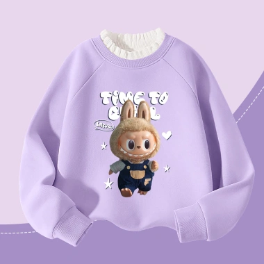 Áo Sweater Bé Gái Lông Cừu Lót Nấm Ấm Áp Thời Trang Labubu - 250k giảm từ 307.5k