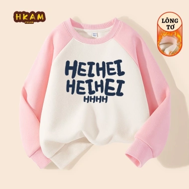 Áo Sweater Bé Trai HKAM Nỉ Lông Cừu Ấm Áp, In Chữ Unisex Đa Năng - Giá Ưu Đãi 270k
