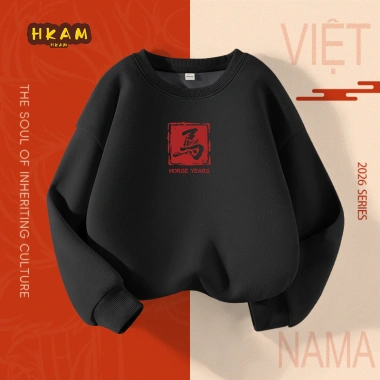 Áo Sweater Bé Trai HKAM Nỉ Lông Cừu Ấm Áp, Lót Năm Mới, Thời Trang Thu Đông