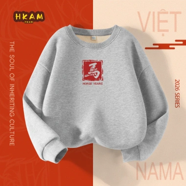 Áo Sweater Bé Trai HKAM Nỉ Lông Cừu Ấm Áp, Lót Năm Mới, Thời Trang Thu Đông