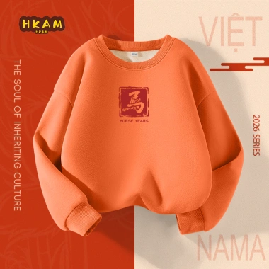 Áo Sweater Bé Trai HKAM Nỉ Lông Cừu Ấm Áp, Lót Năm Mới, Thời Trang Thu Đông