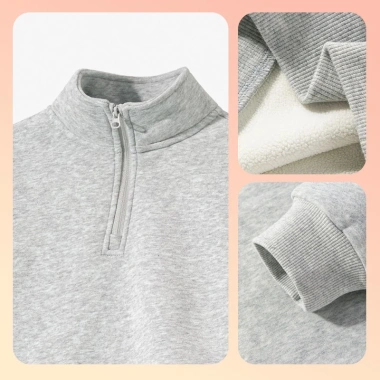 Áo Sweater Bé Trai HKAM Nỉ Lông Cừu Nửa Mở In Hình Núi - Thời Trang Thoải Mái 6