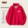 Áo Sweater Bé Trai HKAM Nỉ Lông Cừu Nửa Mở In Hình Núi - Thời Trang Thoải Mái 7