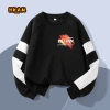 Áo Sweater bé trai HKAM nỉ tay chắp vá, thoải mái, in thể thao – Giá 210.000đ