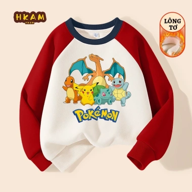 Áo Sweater Bé Trai Nỉ Lông Cừu Giữ Ấm Thoải Mái In Hình Pokemon Giá 270.000 VND 7