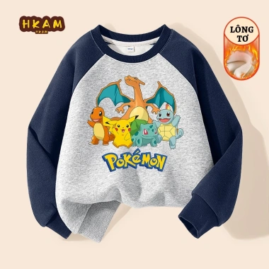 Áo Sweater Bé Trai Nỉ Lông Cừu Giữ Ấm Thoải Mái In Hình Pokemon Giá 270.000 VND 8