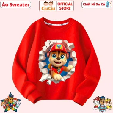 Áo Sweater Bé Trai và Bé Gái Hình Chú Chó Cứu Hộ CIUCIU KID Dài Tay Thu Đông Nỉ Da Cá Ấm Giá Ưu Đãi 160k 5