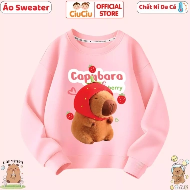 Áo Sweater Capybara CIUCIU Bé Trai & Gái, Nỉ Thu Đông, Vải Da Cá Co Dãn, 160k 4