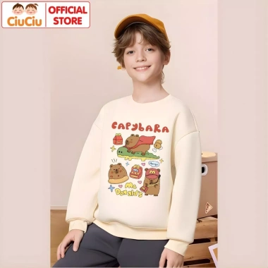 Áo Sweater Capybara CIUCIU Bé Trai & Gái, Nỉ Thu Đông, Vải Da Cá Co Dãn, 160k 6