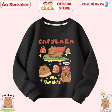 Áo Sweater Capybara CIUCIU Bé Trai & Gái, Nỉ Thu Đông, Vải Da Cá Co Dãn, 160k 7
