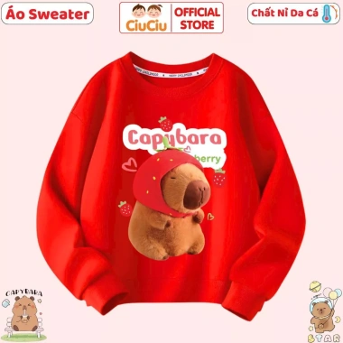 Áo Sweater Capybara CIUCIU Bé Trai & Gái, Nỉ Thu Đông, Vải Da Cá Co Dãn, 160k 8