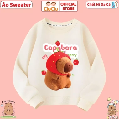 Áo Sweater Capybara CIUCIU Bé Trai & Gái, Nỉ Thu Đông, Vải Da Cá Co Dãn, 160k 10