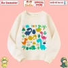 Áo Sweater Dài Tay Bé Trai & Gái Hình Khủng Long Dino - CIUCIU KID, Nỉ Da Cá Ấm