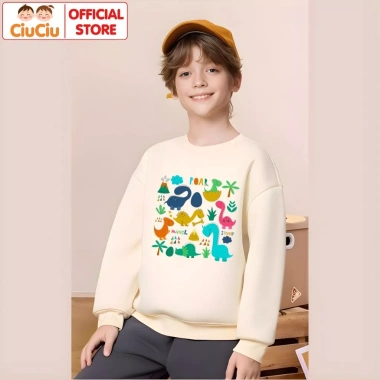 Áo Sweater Dài Tay Bé Trai & Gái Hình Khủng Long Dino - CIUCIU KID, Nỉ Da Cá Ấm 7