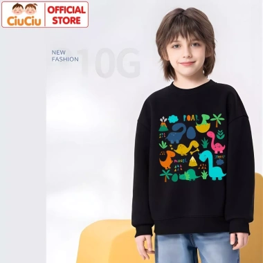 Áo Sweater Dài Tay Bé Trai & Gái Hình Khủng Long Dino - CIUCIU KID, Nỉ Da Cá Ấm 9