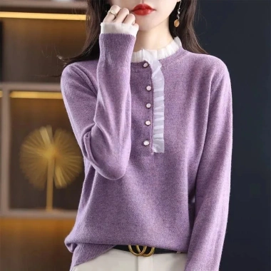 Áo Sweater Dệt Kim Cổ Tròn Dáng Rộng - Thời Trang Xuân Thu Nữ 40-90kg Giá 191k