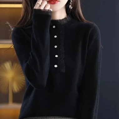 Áo Sweater Dệt Kim Cổ Tròn Dáng Rộng - Thời Trang Xuân Thu Nữ 40-90kg Giá 191k
