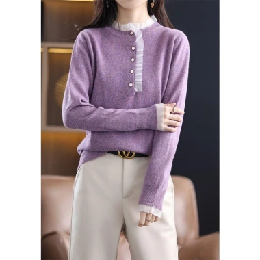 Áo Sweater Dệt Kim Cổ Tròn Dáng Rộng - Thời Trang Xuân Thu Nữ 40-90kg Giá 191k