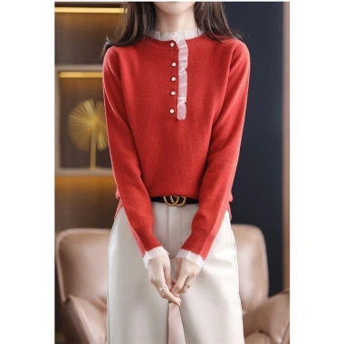 Áo Sweater Dệt Kim Cổ Tròn Dáng Rộng - Thời Trang Xuân Thu Nữ 40-90kg Giá 191k