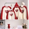 Áo Sweater Gia Đình Nhà Đăng MIDAKO - Nỉ 2 Da Cao Cấp, Thân Kem Tay Đỏ In Trái Tim, Mềm Mịn & Thoáng Khí