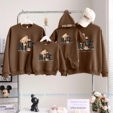 Áo Sweater Gia Đình Nhà Đăng Nỉ 2 Da Cao Cấp In Gấu Ôm Chữ NICE - Mềm Mịn, Thoáng Khí, Giá 181.170đ 6