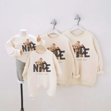 Áo Sweater Gia Đình Nhà Đăng Nỉ 2 Da Cao Cấp In Gấu Ôm Chữ NICE - Mềm Mịn, Thoáng Khí, Giá 181.170đ 7