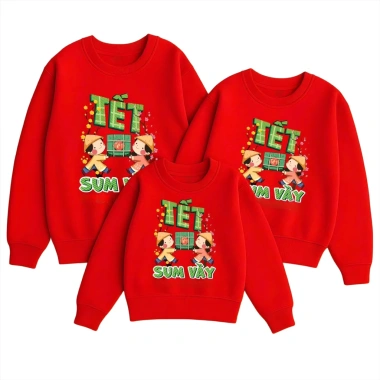 Áo Sweater Gia Đình Tết Sum Vầy Nỉ Bông ấm áp Thu Đông Giá chỉ 120.000 VNĐ