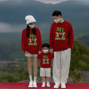 Áo Sweater Gia Đình Tết Sum Vầy Nỉ Bông ấm áp Thu Đông Giá chỉ 120.000 VNĐ
