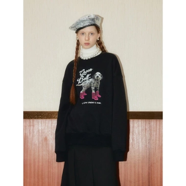 Áo sweater nam nữ 2.025 in chó con 320GSM 100% cotton - Giá 119.999₫