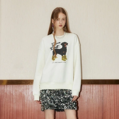 Áo sweater nam nữ 2.025 in chó con 320GSM 100% cotton - Giá 119.999₫